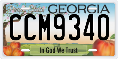 GA license plate CCM9340