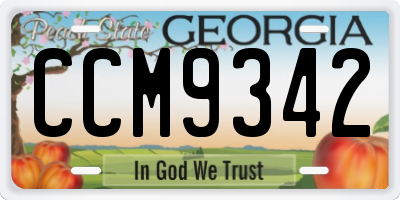 GA license plate CCM9342