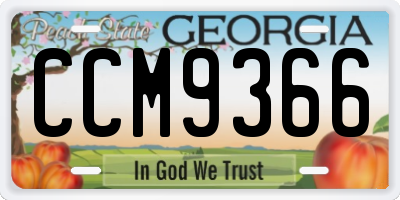 GA license plate CCM9366