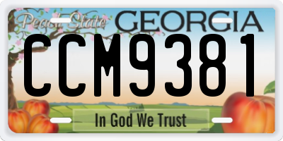 GA license plate CCM9381