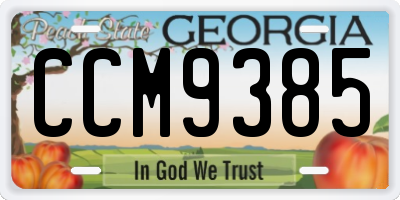 GA license plate CCM9385
