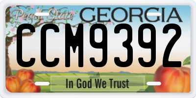 GA license plate CCM9392