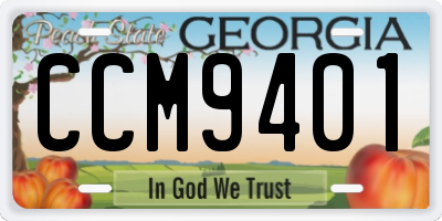 GA license plate CCM9401