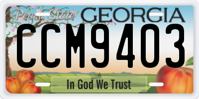GA license plate CCM9403