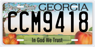GA license plate CCM9418