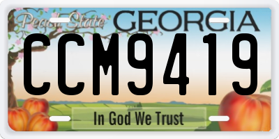 GA license plate CCM9419