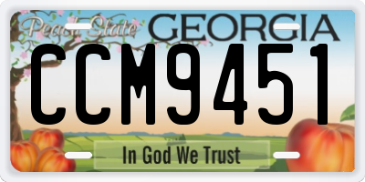 GA license plate CCM9451