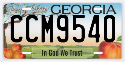 GA license plate CCM9540