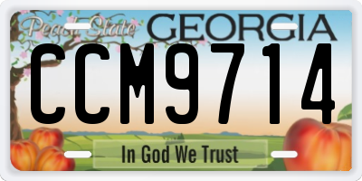 GA license plate CCM9714