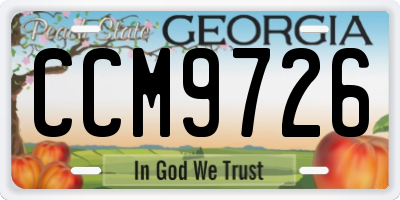 GA license plate CCM9726