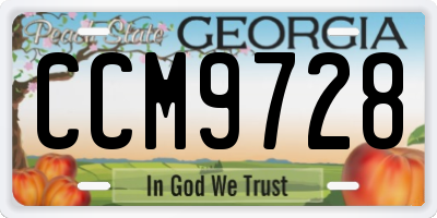 GA license plate CCM9728