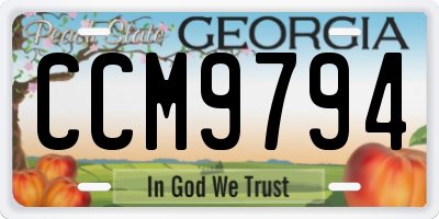 GA license plate CCM9794