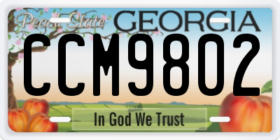 GA license plate CCM9802