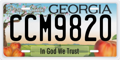 GA license plate CCM9820