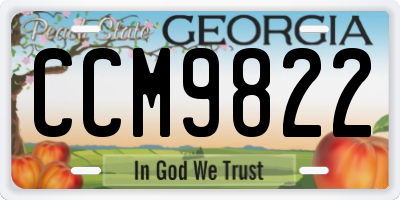 GA license plate CCM9822