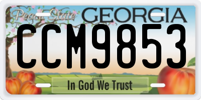 GA license plate CCM9853