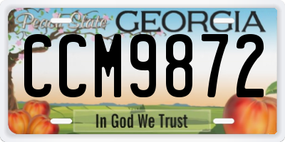 GA license plate CCM9872