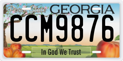 GA license plate CCM9876