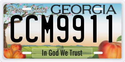 GA license plate CCM9911