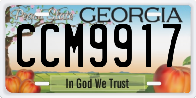 GA license plate CCM9917