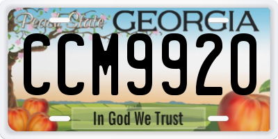 GA license plate CCM9920