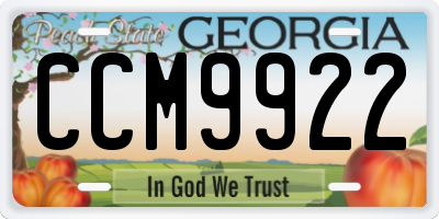 GA license plate CCM9922