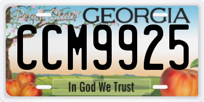 GA license plate CCM9925