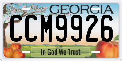 GA license plate CCM9926