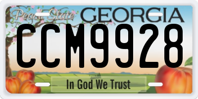 GA license plate CCM9928