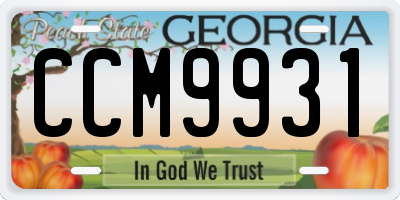 GA license plate CCM9931