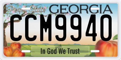 GA license plate CCM9940