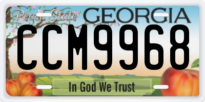 GA license plate CCM9968