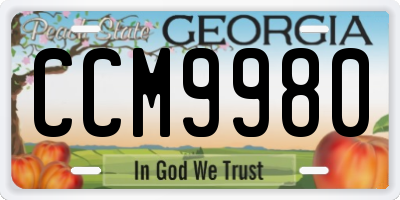GA license plate CCM9980