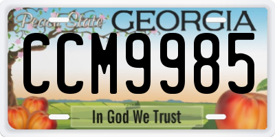 GA license plate CCM9985