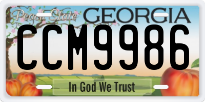 GA license plate CCM9986