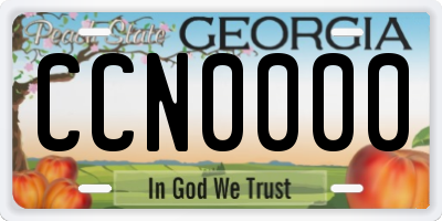 GA license plate CCN0000
