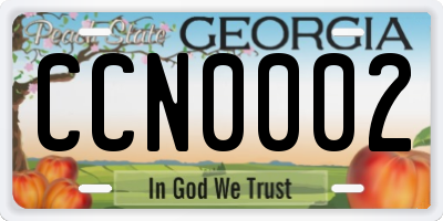 GA license plate CCN0002