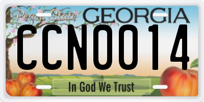 GA license plate CCN0014