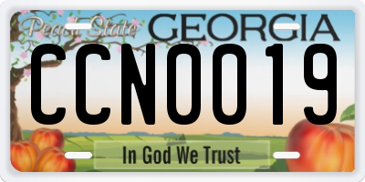 GA license plate CCN0019