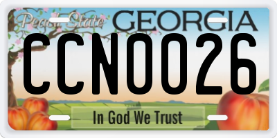 GA license plate CCN0026