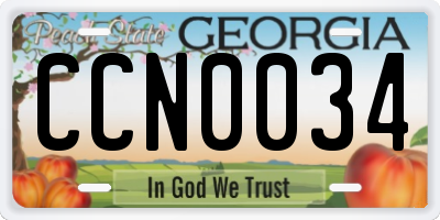 GA license plate CCN0034