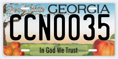GA license plate CCN0035