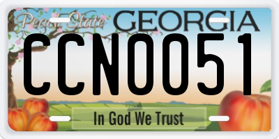GA license plate CCN0051
