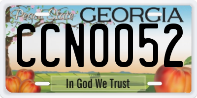 GA license plate CCN0052