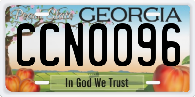 GA license plate CCN0096
