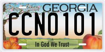 GA license plate CCN0101