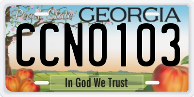 GA license plate CCN0103