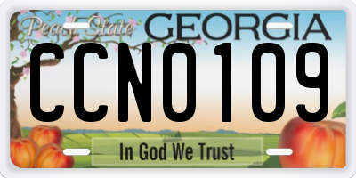 GA license plate CCN0109