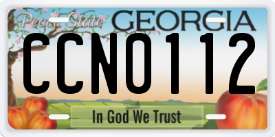 GA license plate CCN0112