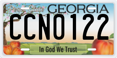 GA license plate CCN0122